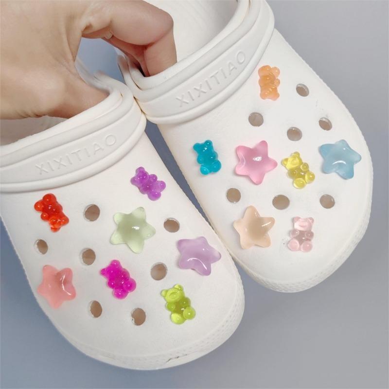 

Новый модный набор шармов для обуви Аксессуары Пряжка для обуви с отверстиями Прозрачный светящийся медведь Сделай сам 3D украшения для обуви Детский подарок на вечеринку