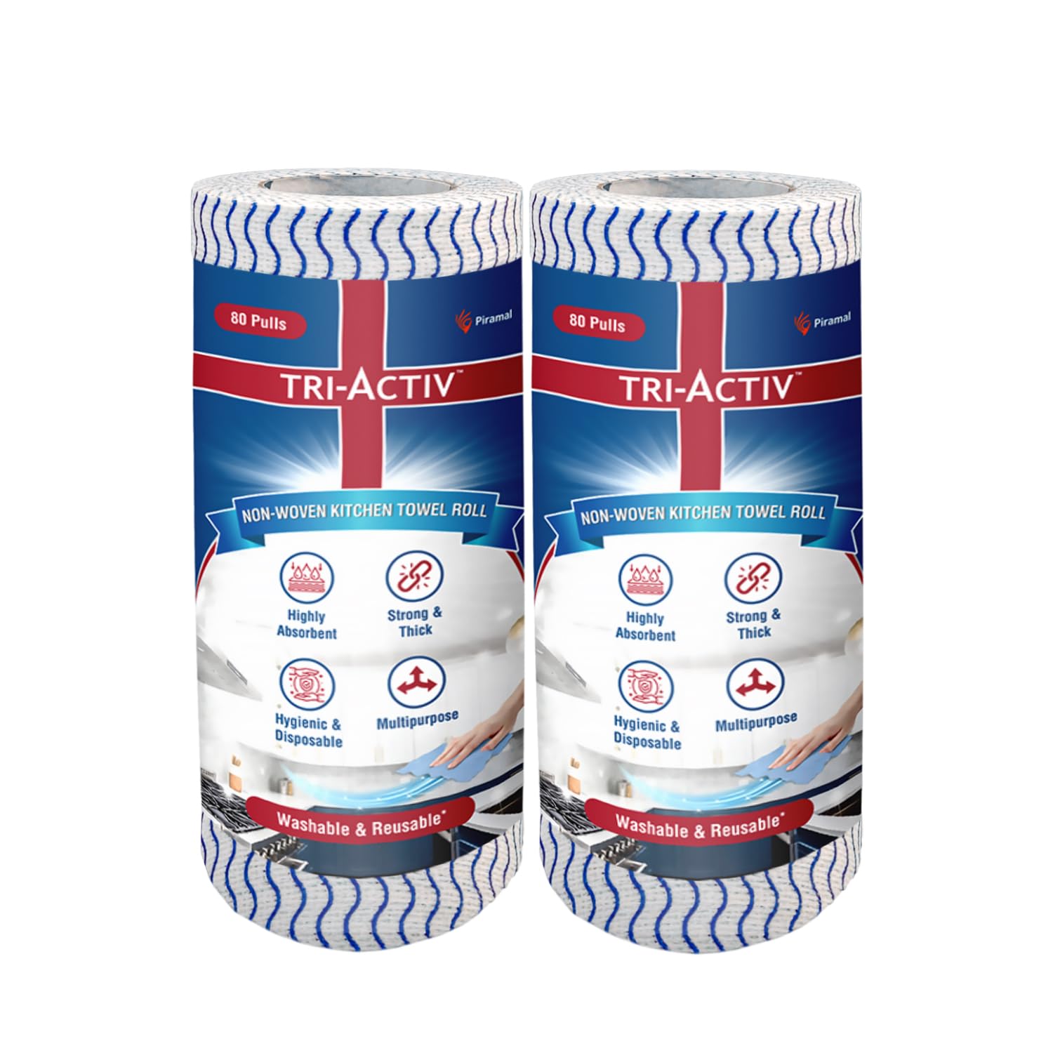 

Трехслойный моющийся многоразовый рулон кухонных полотенец, упаковка из 2 штук по 80 листов, высоко впитывающий, прочный нетканый материал, экологичная альтернатива, синий