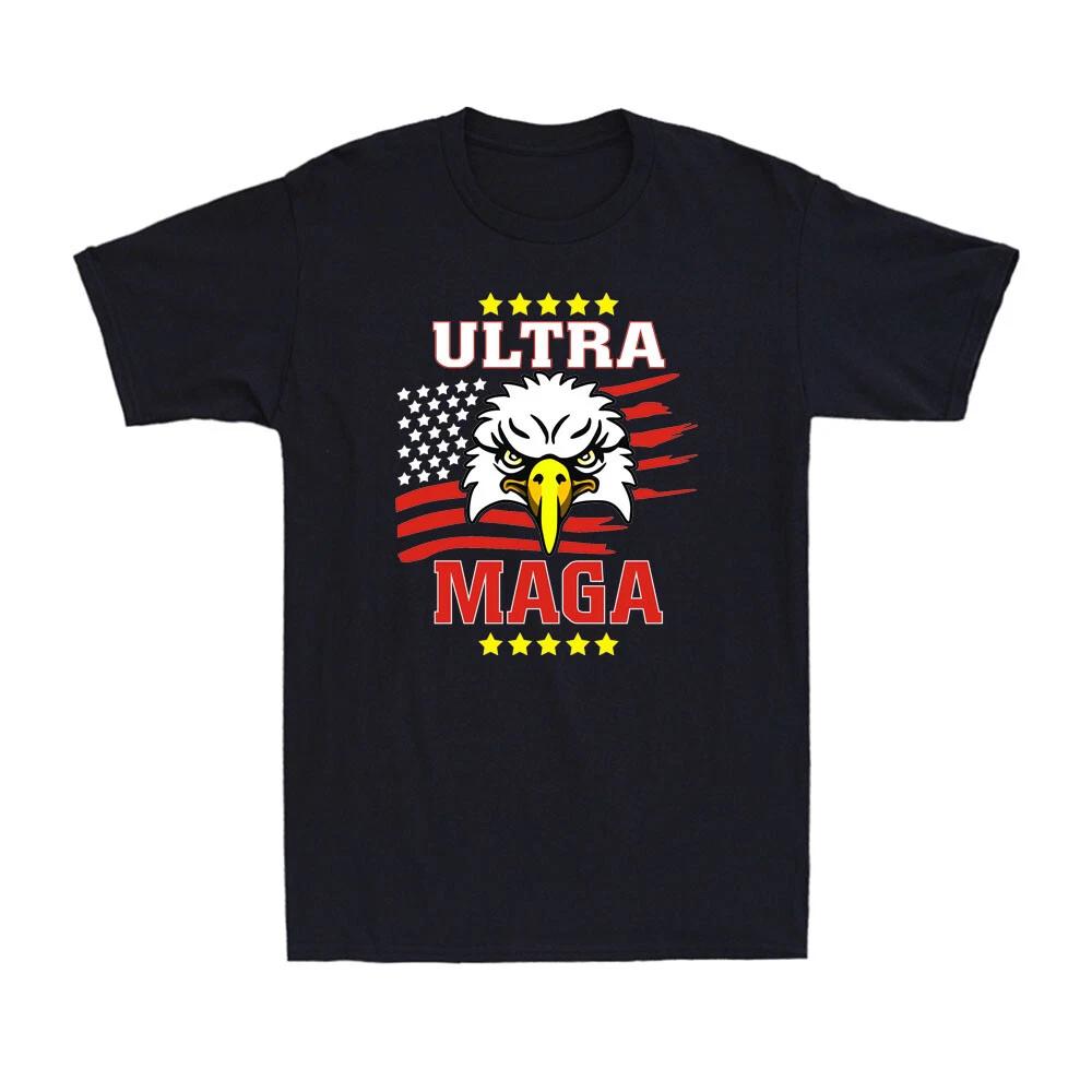 Men s and Women s T-shirts Ultra Maga Bald Eagle American Flag Funny Patriotic Political Joke XL
