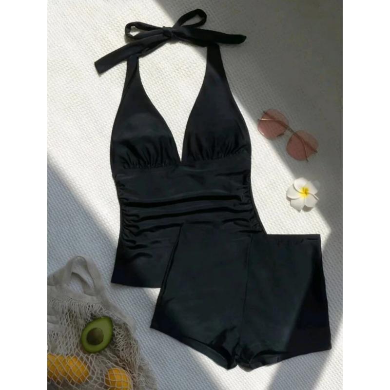 Neuer Sommer Badeanzug Damen Push Up Schwimmanzug Shorts Tops Set Badeanzug Hohe Taille Strandbekleidung Monokini Bademode Damen