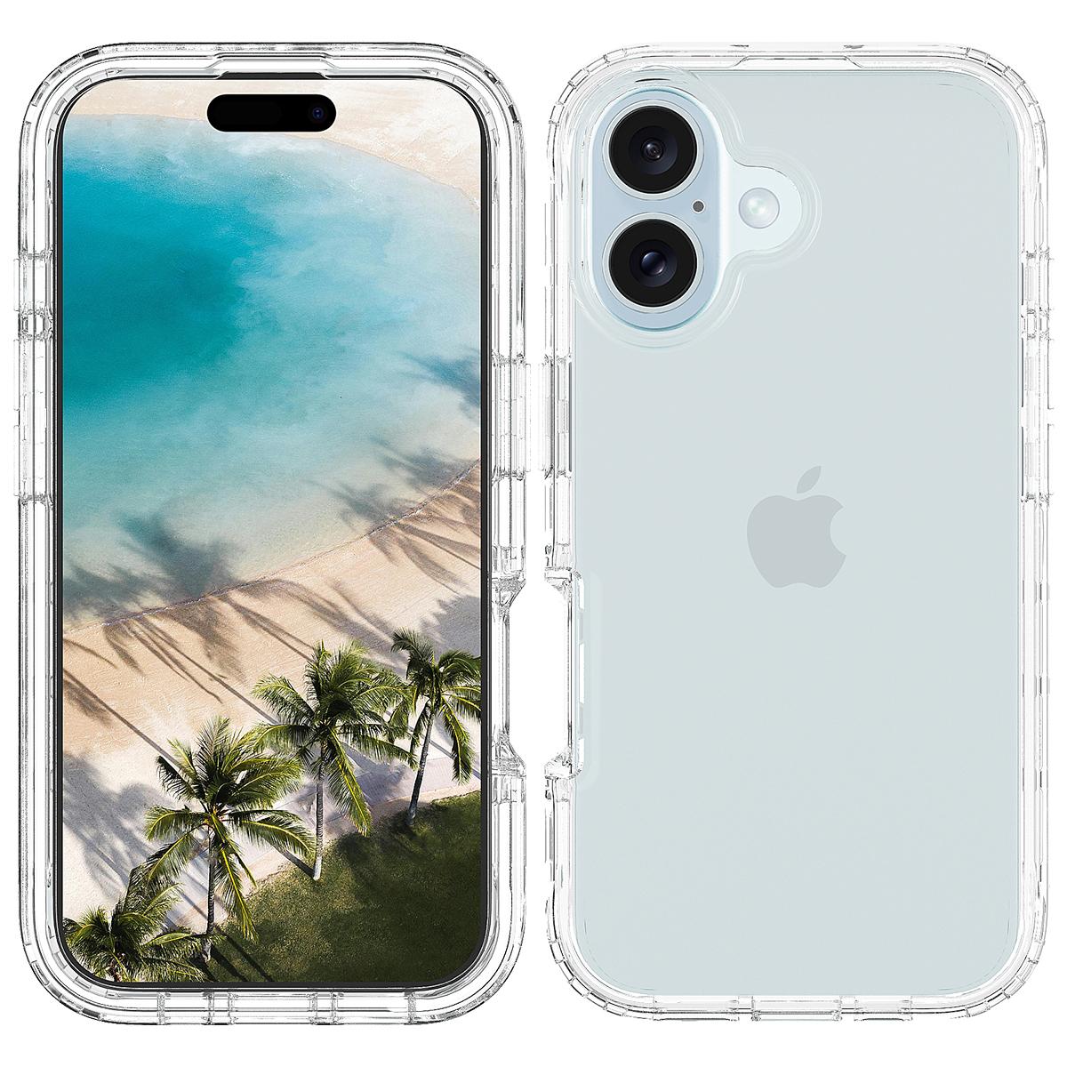 

For iPhone 16 Case Shockproof TPU+PC Hybrid Phone Cover Transparent