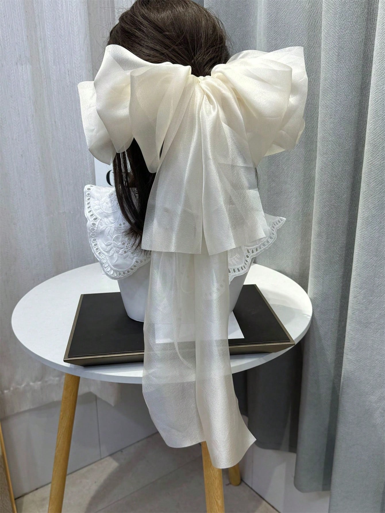 

1 Women s summer new super organza long bow streamer hairpin Mesh top clip back head spring clip headpiece Size fits all