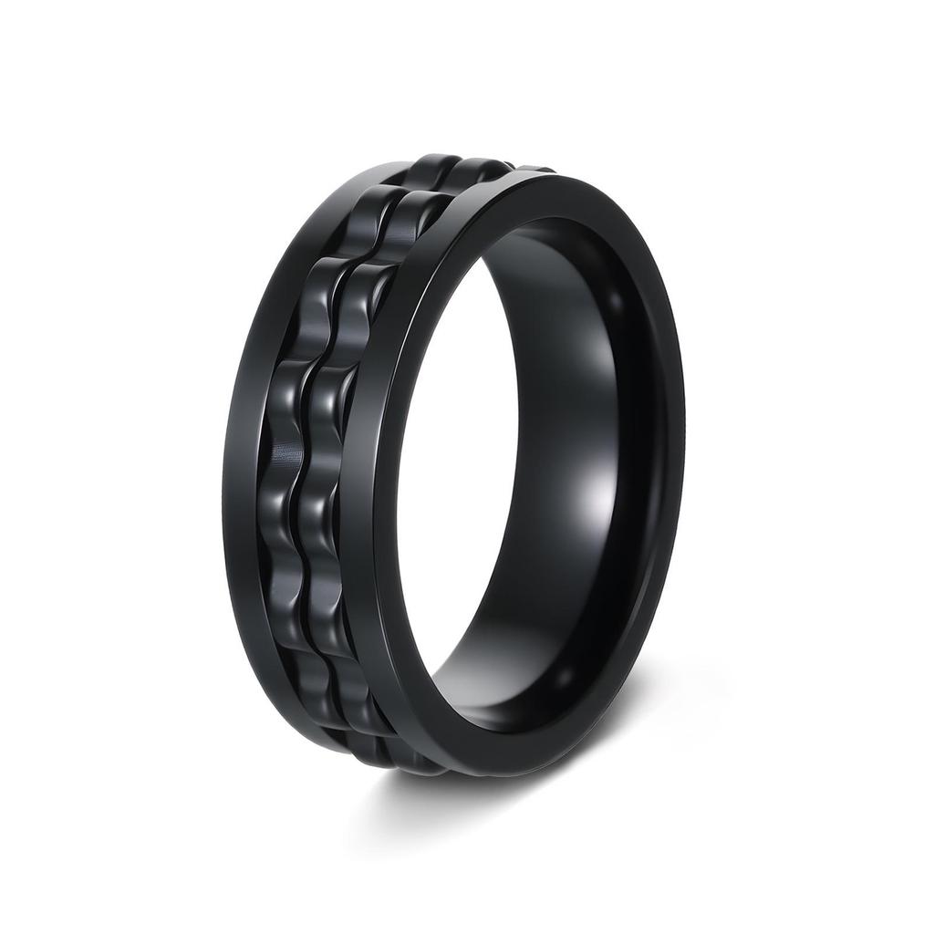 TK Trendy Hip Hop Rotating Decompression Titanium Steel Men's Ring