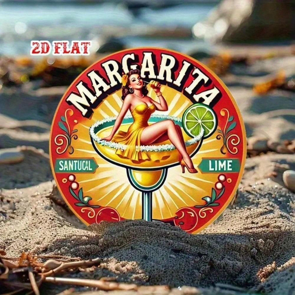 Vintage Retro Round Metal Tin Sign 7.87 Inch Wall Decor for Home Kitchen Bar Garage Margarita Pub Cafe
