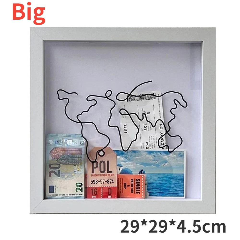 Travel Adventure Archive Box Ticket Shadow Box Photo Frame for Wall and Table Top Display Keep Memories Home Decor Storage Sbox