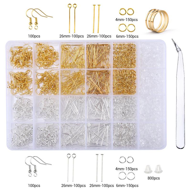 Jewelry Making Supplies Kit with Jewelry Tools Open Jump Rings Lobster Clasps Crimp Beads Screw Head Pins  Eye Pins Earing Hooks