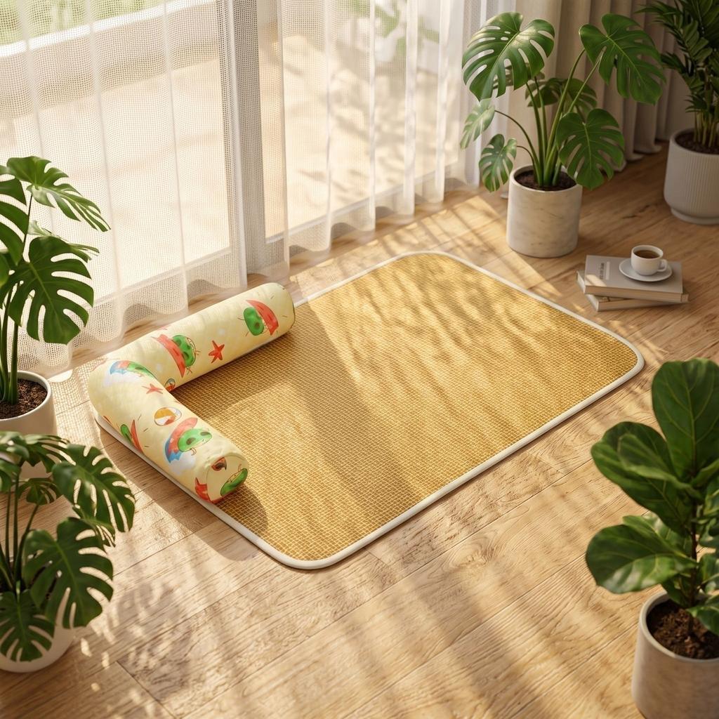 Summer Pet 5040 Cm - Breathable Natural for Dogs and Cats, Wicker Pet Bed Pad for Crate or Floor