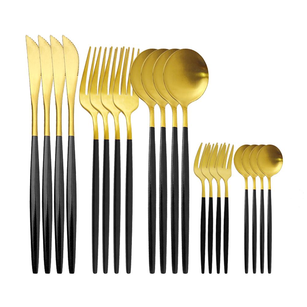 Set di posate multicolore da 20 pezzi, set di stoviglie, coltello da cena, forchetta da torta, argenteria arcobaleno in acciaio inossidabile 304, set per la tavola della casa