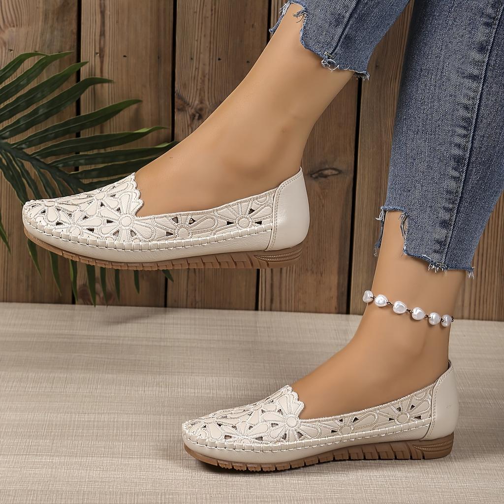 Kadın Modası Kesik Detaylı Slip-On Düz Ayakkabılar Hafif Rahat Günlük Ayakkabılar
