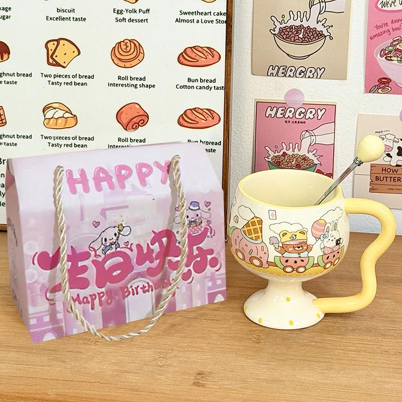 Cute Girl Goblet Cartoon Mug Ceramic Water Cup Household High-value Coffee Cup Good-looking Birthday Gift