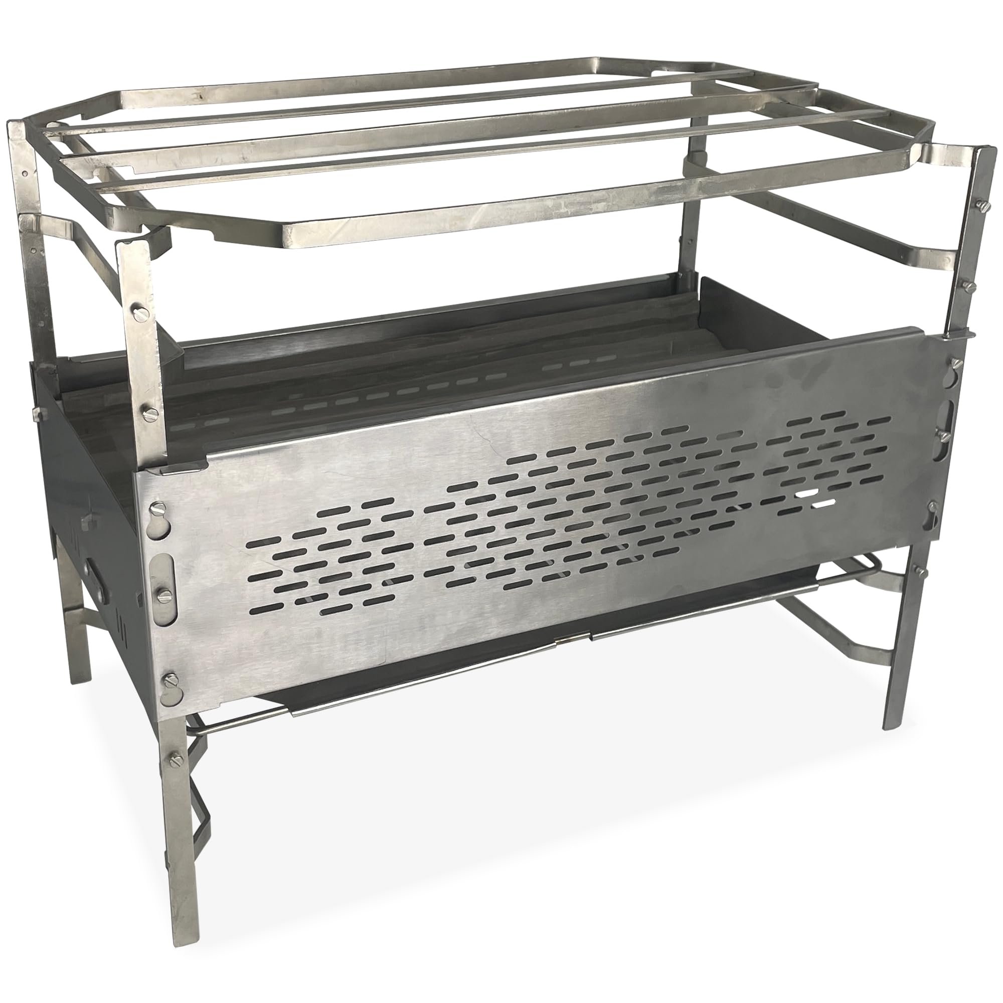 

ZUKK Compact Solo Folding Fire Pit with Mesh Trivet and Windproof Perfect for Pizza Ovens and Dutch Lightweight Stainless Rugged Design for Camping