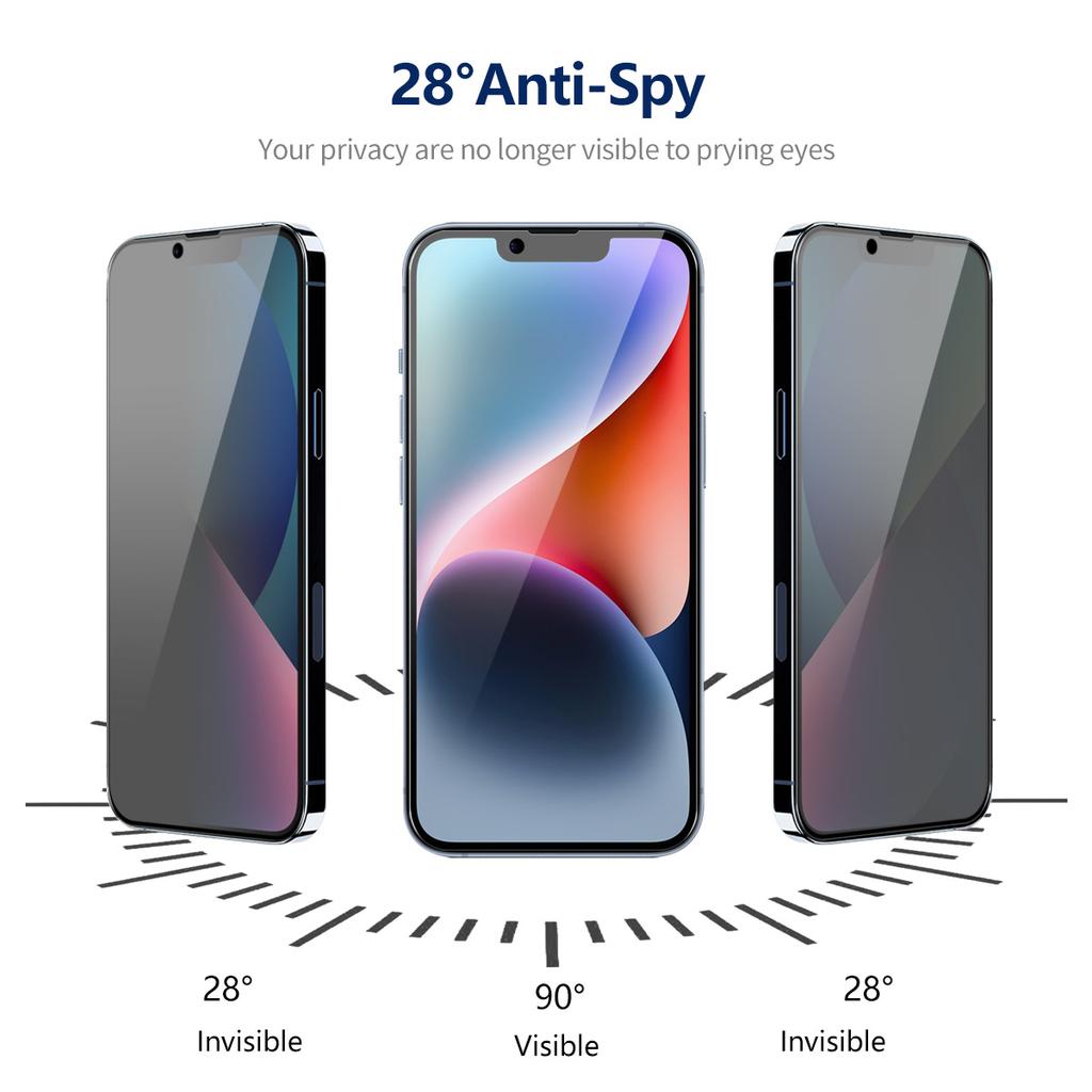 ENKAY HAT PRINCE 2Pcs For iPhone 14 Plus Screen Protector Privacy Anti-Spy Silk Printing Film