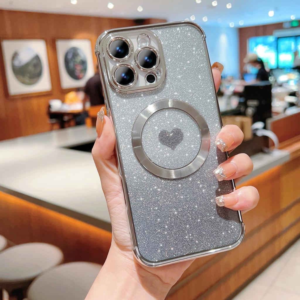 For iPhone 16 Pro Max Case Gradient Sparkle TPU Phone Cover Compatible with MagSafe