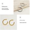 18K Gold-Toned Titanium Steel Round Hoop Earrings - Women's European & American Geometric Design
