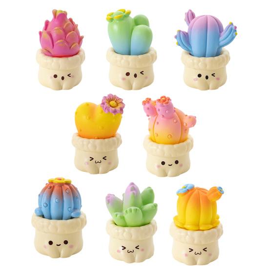 Mini Figurine Cactus Mignon en Résine Ornement Miniature Plante en Pot Petite Plante Cactus Artificiel Faux pour Tableau de Bord de Voiture Bureau à Domicile