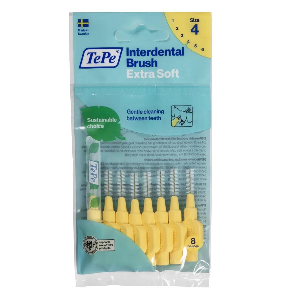 TePe Extra Soft Interdental Brushes 0.7mm Light Yellow - Pack of 8