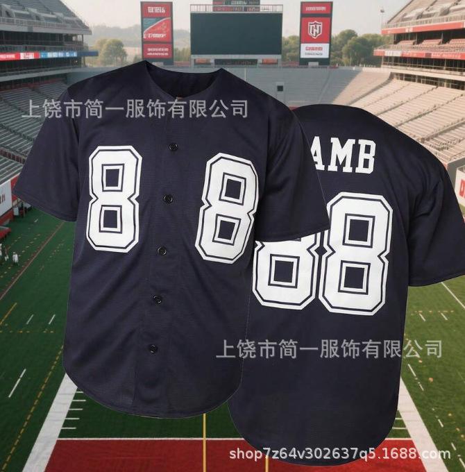 Sports Baseball Uniform Short Sleeve Cardigan Letter Print Men's and Women's Game Training Uniform T-Shirt Game Top