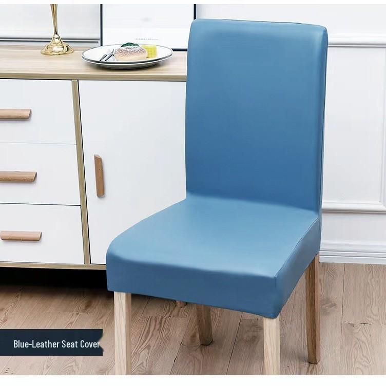 

Водонепроникна шкіряна накидка на обідній стілець - Стійка до плям, Еластична, Універсальна, Накидка на низьку спинку для дому та ресторану. Low Back (Back Height 35-45cm) синій