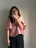 Women's Puff Sleeve Round Neck Top - Elegant Commuting Style, Versatile Five-Point Sleeve Blouse
