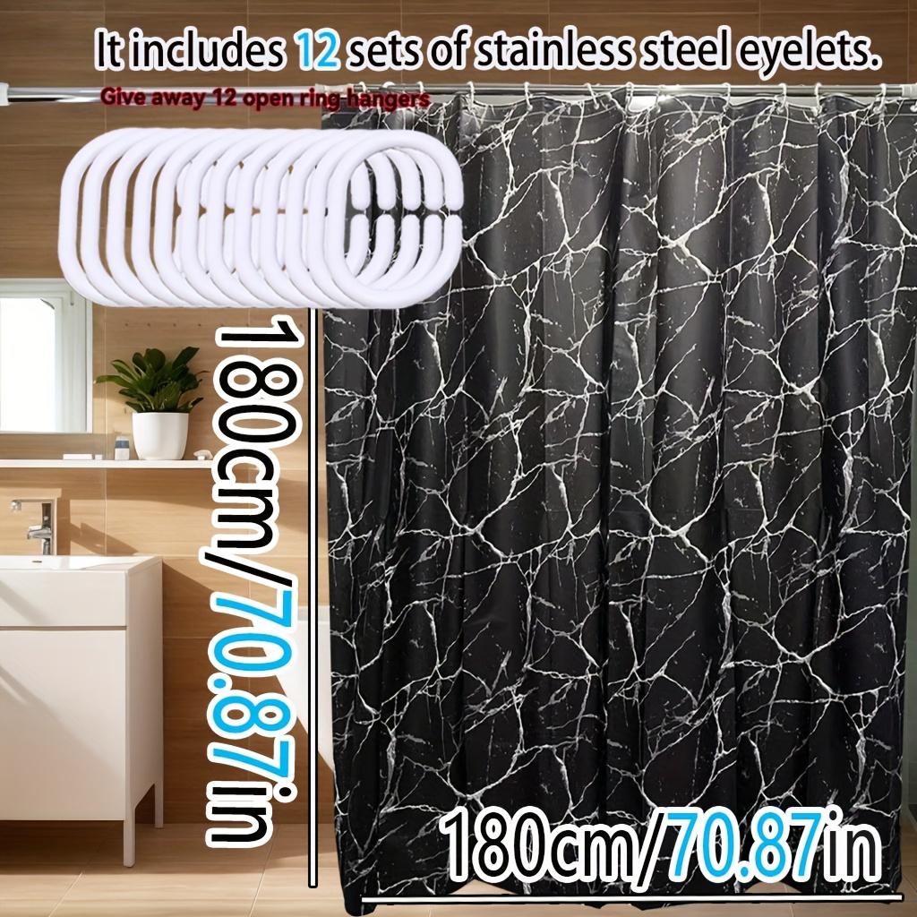 Waterproof Black Marble Print Shower Curtain Anti Mold Bath Liner Contemporary Bathroom Accessories Elegant Interior Design