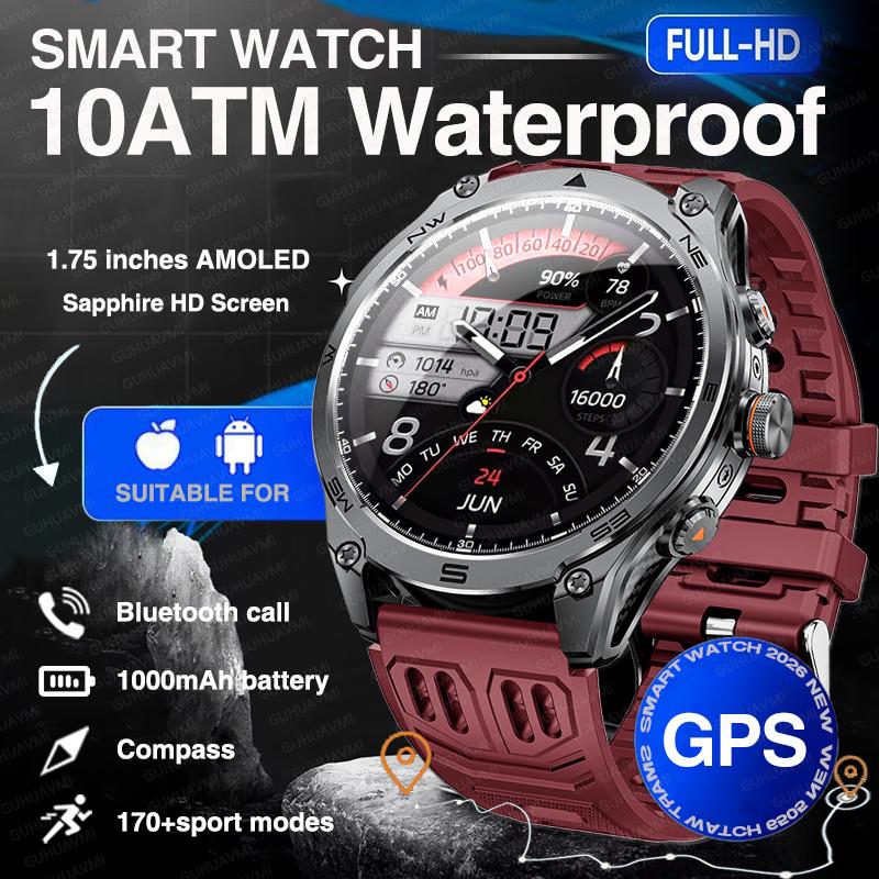 New 1000mAh Big Battery GPS Smart Watch Men 10ATM Waterproof Rugged Military Clock Map Path Tracking Bluetooth Call Smartwatch