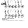 Strong Shower Curtain Installation Decorative Resistant High-quality Rustproof Corrosion Hooks 12Pcs Rings Simple Metal Durable