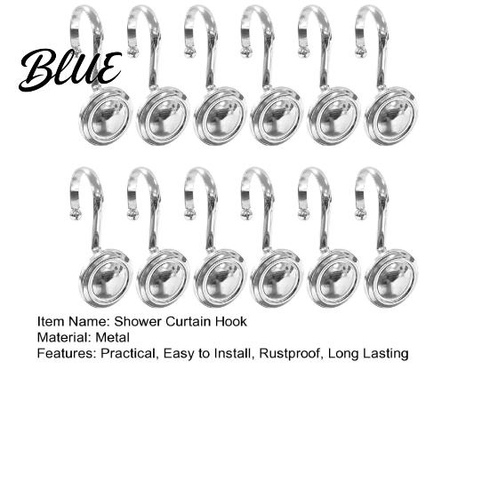 Strong Shower Curtain Installation Decorative Resistant High-quality Rustproof Corrosion Hooks 12Pcs Rings Simple Metal Durable