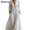 TikTok Summer Lazy Style V-Neck Pleated Swing A-Line Resort Maxi Dress Women One-Piece Long Dress