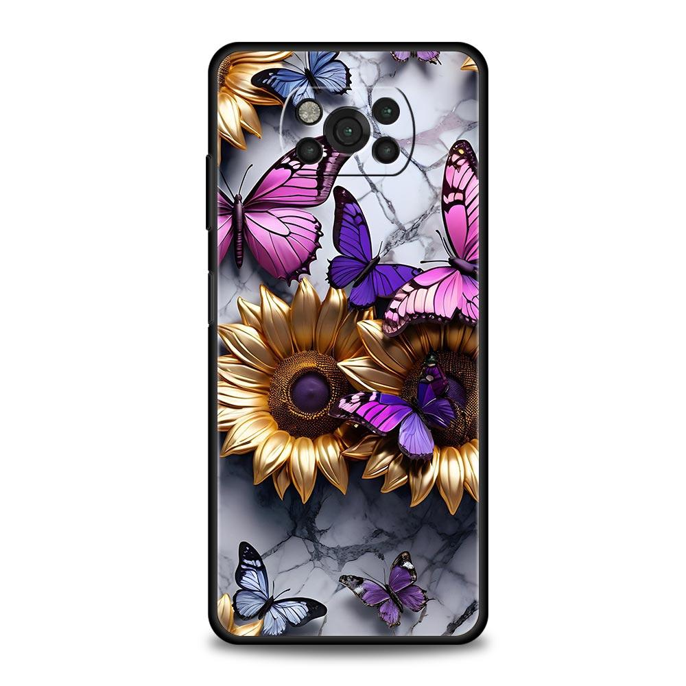 Fashionable Butterfly Flower Pattern Phone Case Cover  for Xiaomi Poco F7 Ultra F6 F5 F4 F3 X6 X5 X4 X3 NFC C51 C55 GT Soft TPU