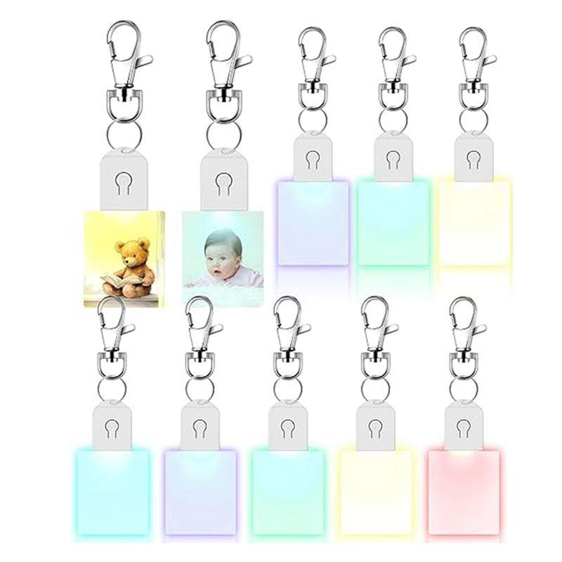 M-Modern-LED Sublimation Blank Keychain Acrylic Lighted Transfer DIY Keychain Plastic Rectangular 10 Pcs