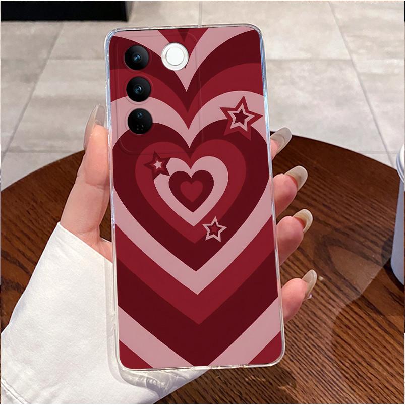 Case For Vivo V25e LATAM V27e V27 V 27 Pro 5G Casing Cute Love Heart Rabbit Funny Cover Clear TPU Silicone Soft Shell Phone Case