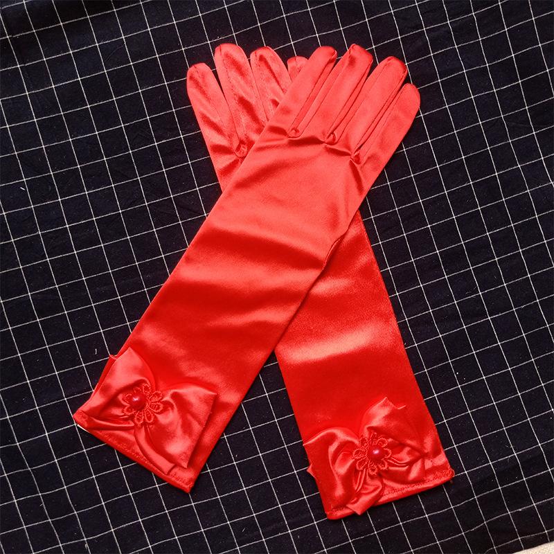 Kinderball-Performance-Handschuhe, Elastische Satin-Satin-Handschuhe, Zeremonielle Bekleidungsaccessoires Handschuhe, Lange Handschuhe für Blumenmädchen