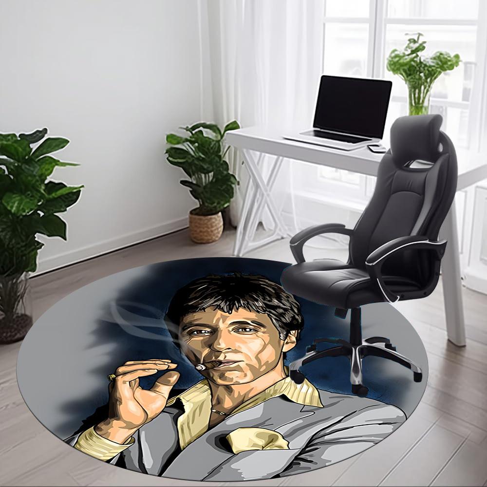 1PC Scarface Office Round Rug, Non-slip, Soft and Durable Office Rug for Interior Decoration, Perfect for Office yy250915004