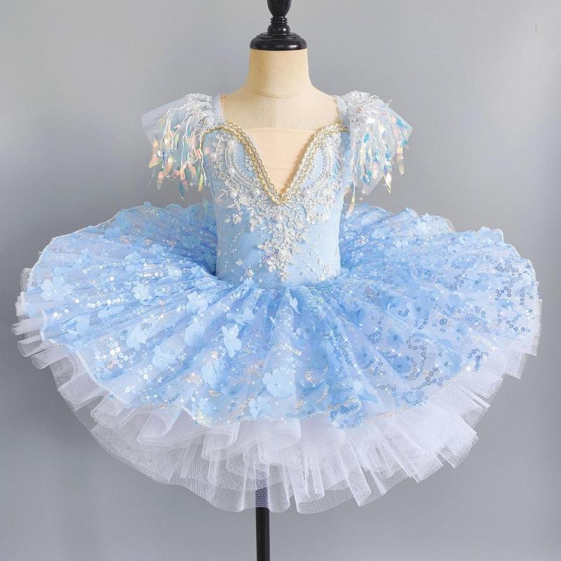 Toddler Sequined White Ballet Tutu Dress Girls Jazz Dance Costumes Children Ballerinas Tutu Outfits Kids Ballroom Dance Clothes