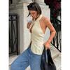 Summer New Vintage Style Halter Neck Off-Shoulder Slim-Fit Tank Top For Women Stylish Casual Girls Sleeveless Shirt