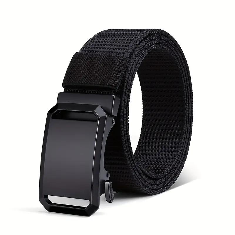 Men's Belt Automatic Metal Buckle Nylon Webbing Outdoor Work Tactical Belt Toothless Automatic Buckle Casual Sports Canvas Belts