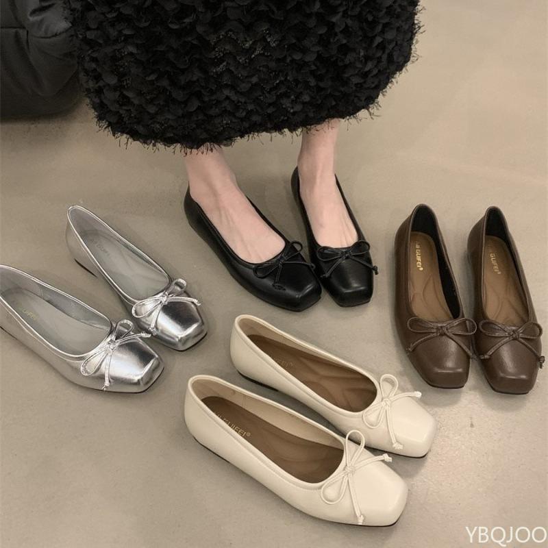 Flat Bottomed Shallow Mouth Bow Spring New Single Shoe Casual Soft Simple Comfortable Fashionable Women's Flat Shoes