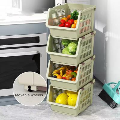 2023 New Storage Basket Multifunctional High Capacity Stackable Hollow-out Fruit Vegetable Organizer for Kitchen