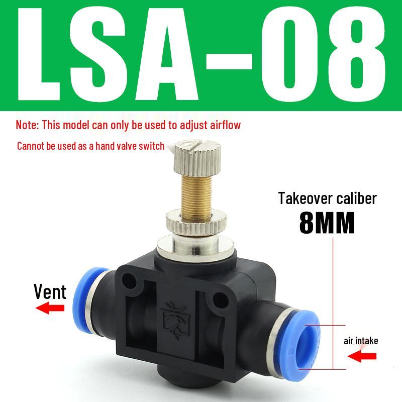 Adjustable Airflow Throttle Valve with Quick Connect (LSA 4/6/8/10mm)