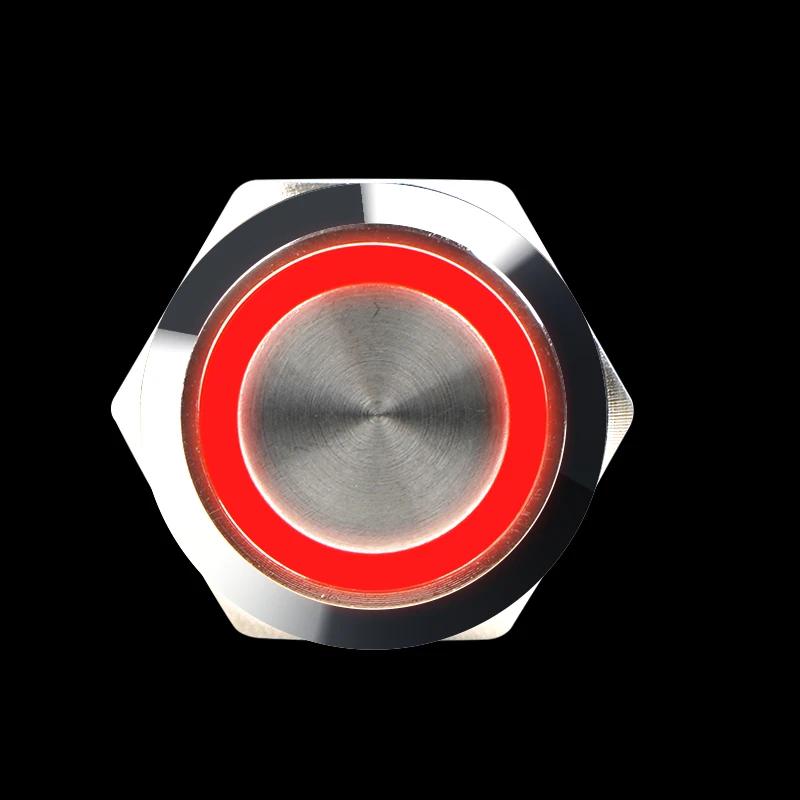 12 16 19 22MM Metal Button Switch LED Light Waterproof Momentary Self-Locking Car Engine Power Supply