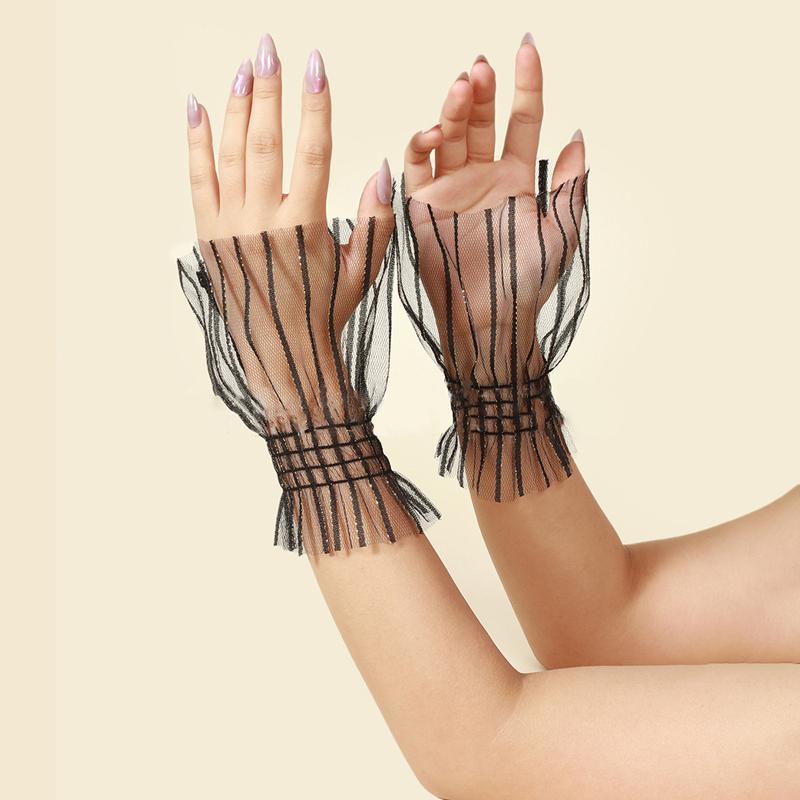 Perfect Match Mesh Decoration Fake Sleeves Removable Stretchy Fabric Wrist Flared Cuffs Sweater Ornaments Party Dresses Accessories