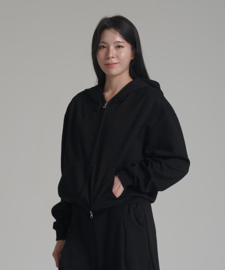 Noming [2Pack] Loose Fit Crop Easy 2-Way Zip-Up Hoodie (3 Colors)