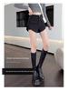 Black High Waist Elastic Women’s Shorts - Slim Fit, Wide-Leg, Casual Large Size Bootcut