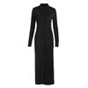 Temperament High Waist Knitted Long Sleeve Split Lapel Dress