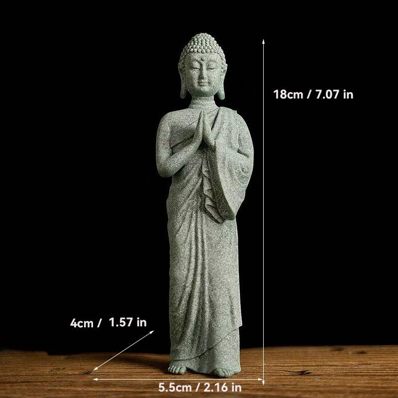 Thailand Buddha Garden Statue  Fish Tank Decoration Buddhism Figurine Desk Tablescape Decor Home Zen Statue Green Sabdstone