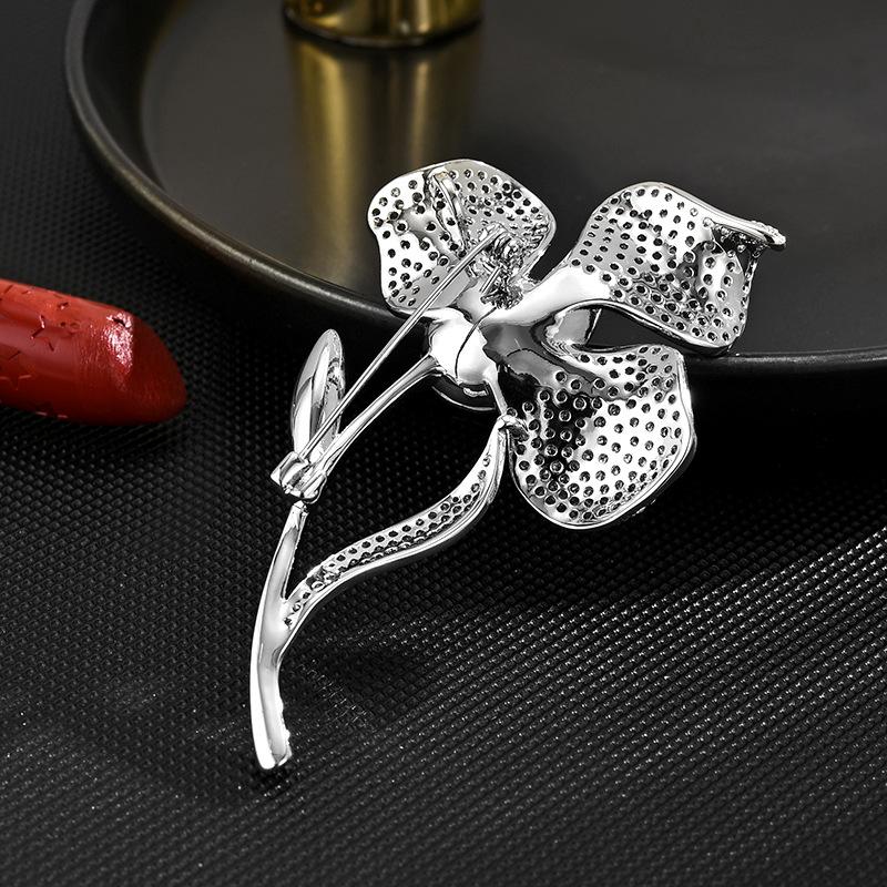 Luxury Atmosphere Zircon Orchid Brooch Women's High-end Fashion Exquisite Personality Temperament Coat Cardigan Brooch