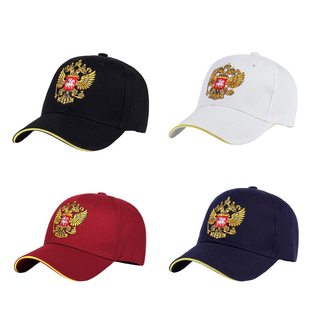 Embroidered Russian Emblem Cotton Baseball Cap Adjustable Comfortable Sunproof Snapback Hat for Sports and Casual Wear