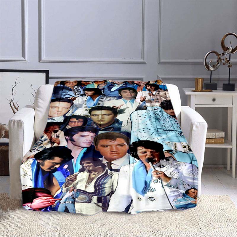 Various Styles of E-Elvis Pattern 3D Printed Rock Singer Sofa Blankets, Suitable for Adult and Children's Bedrooms and Living