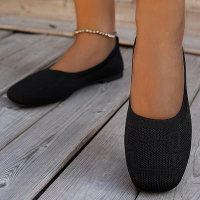Fashion Spring and Autumn  New Outwear Solid Color Oversized Shallow Cut Shoes Women's Knitted Comfort Flat Shoes Women
