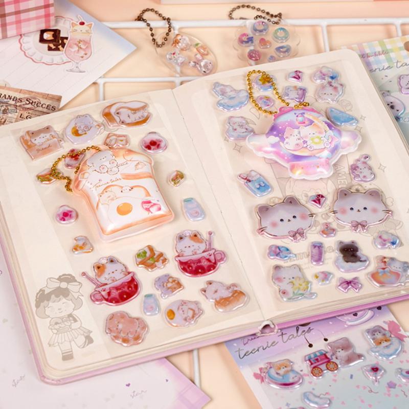 1/2 Sheets Scrapbooking Diy Journal Stationery Decals Fun Pinch Hanging Cartoon 3D Puffy Stickers Cute Decor School Supplies